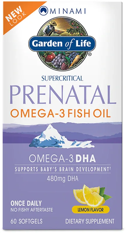 Омега-3 в капсулах Garden of Life Minami Prenatal Omega-3 Fish Oil 480 мг DHA, с лимонным вкусом, 60 капсул