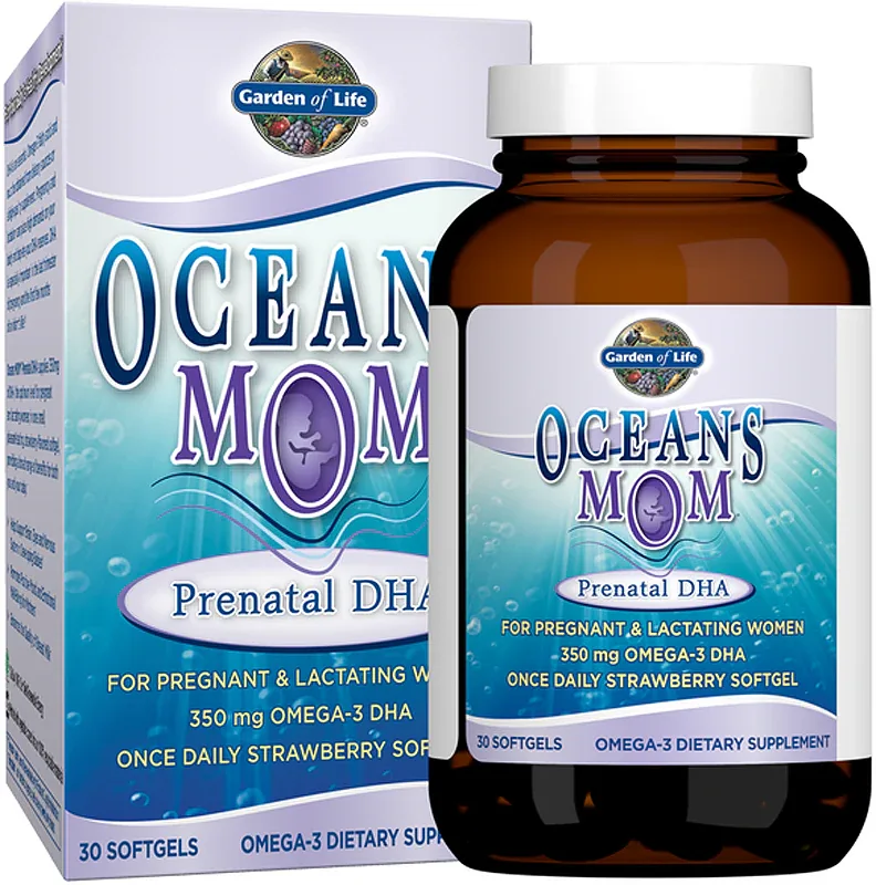 Омега-3 в капсулах Garden of Life Oceans Mom Prenatal DHA Omega 3 для беременных и кормящих, 30 капсул smak Strawberry