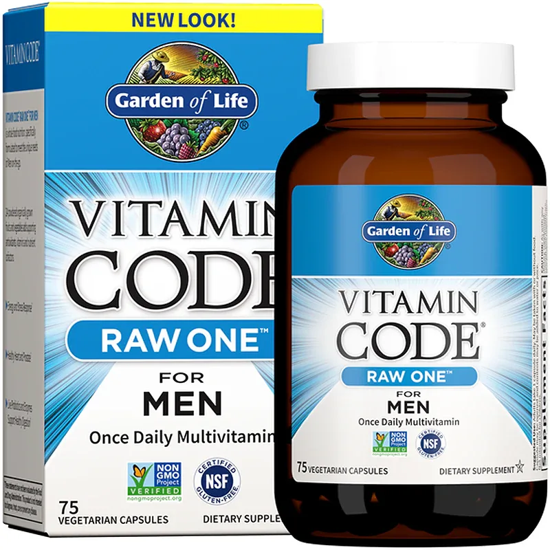 Мультивитамины для мужчин Garden of Life RAW Vitamin Code One for Men одна капсула в день, 75 капсул