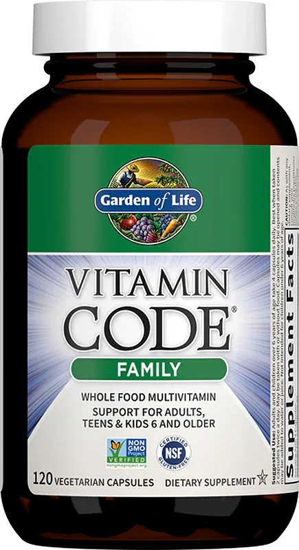 Мультивитамины Garden of Life RAW Vitamin Code Family для всей семьи, с пробиотиками, 120 капсул