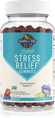 Пастилки жевательные Garden of Life Stress Relief с родиолой и шафраном, ягодные, 60 шт
