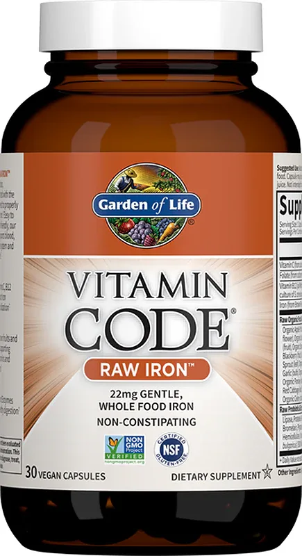 Железо в капсулах Garden of Life Vitamin Code RAW Iron с витаминами C и B-12, 30 капсул