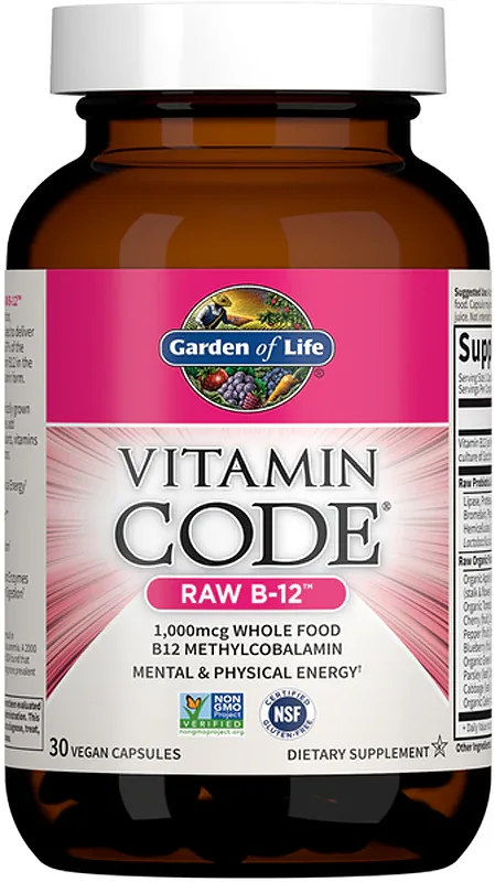Витамин B12 в капсулах Garden of Life Vitamin Code RAW Vitamin B12 1000 мкг, 30 капсул