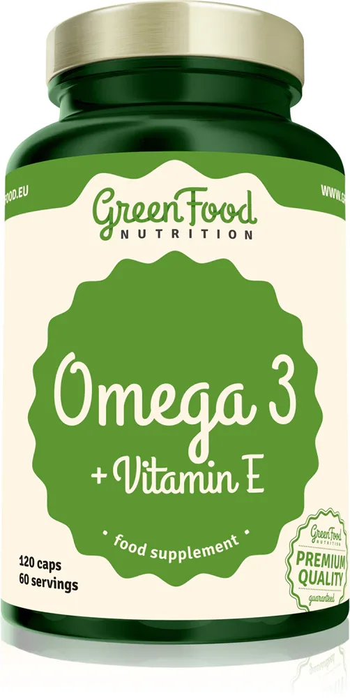 Добавка пищевая GreenFood Nutrition Omega 3 + Vitamin E с рыбьим жиром, в капсулах, 200 г