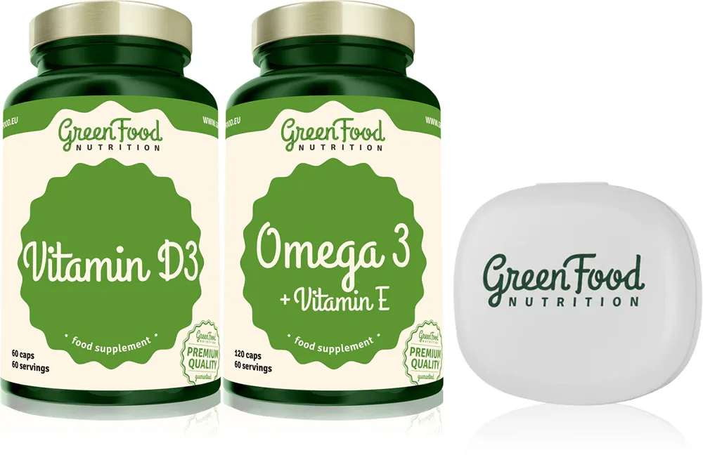 Набор пищевых добавок GreenFood Nutrition Omega 3 with Vitamin E + Vitamin D3 с омега-3 и витамином D3, 290 г