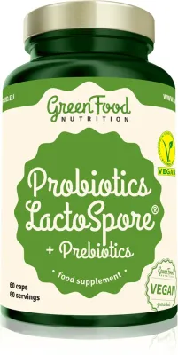 Добавка пищевая GreenFood Nutrition Probiotics LactoSpore + Prebiotics с пробиотиками и пребиотиками, в капсулах, 82 г