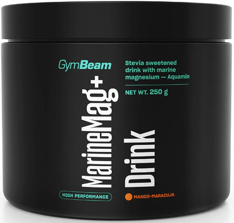 Магний растворимый в порошке GymBeam Marine Mag+ Drink морской магний с витамином B6, на стевии, 250 г smak Mango & Maracuja