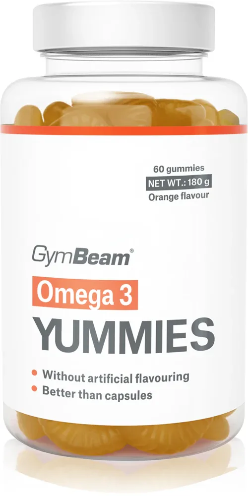 Омега-3 GymBeam Omega 3 Yummies, жевательные пастилки, с рыбьим жиром, со вкусом апельсина, 180 г smak Orange