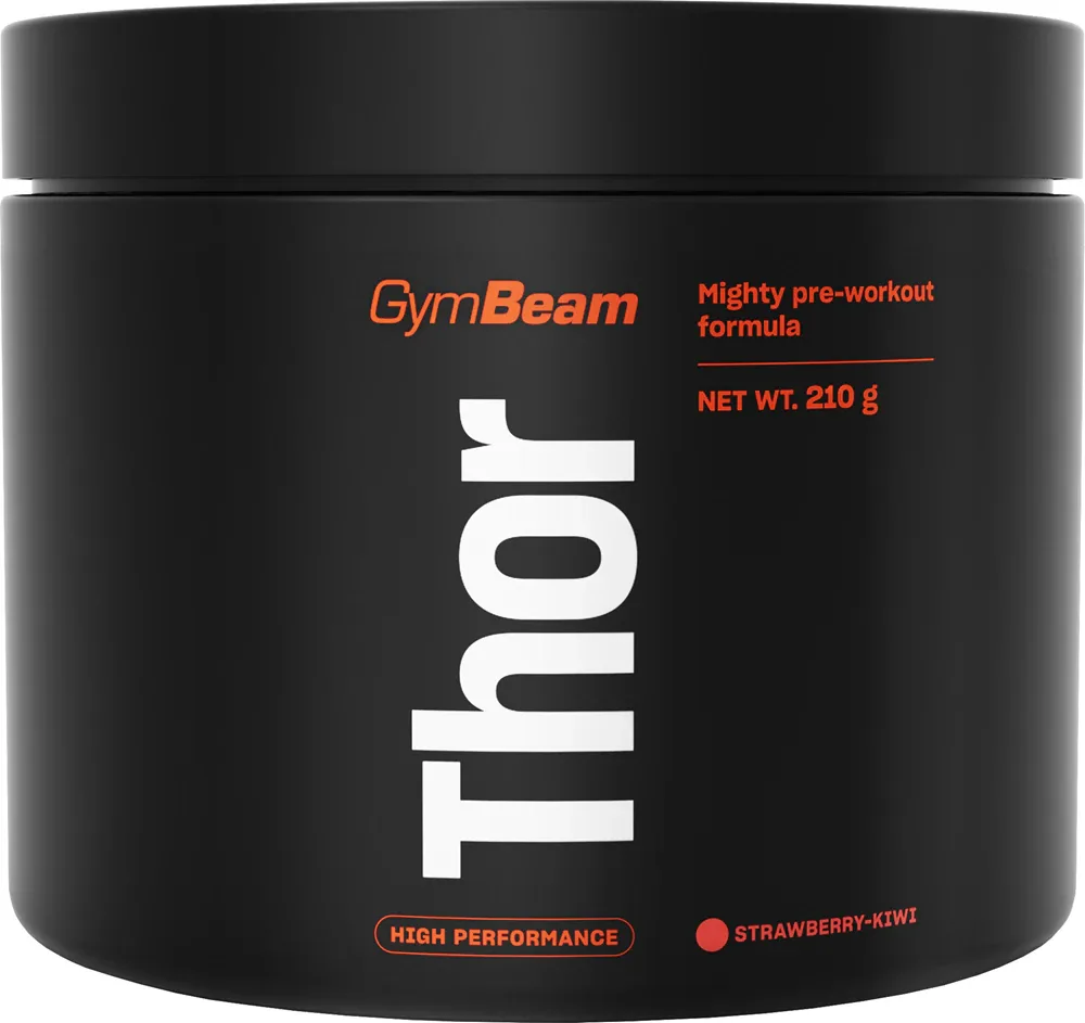 Предтренировочный комплекс GymBeam Thor Pre-Workout с кофеином и таурином, клубника, 210 г