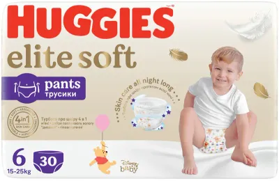 Трусики-подгузники Huggies Extra Care Pants Size 6 одноразовые, дышащие, высокая впитываемость, 30 шт 15-25 кг