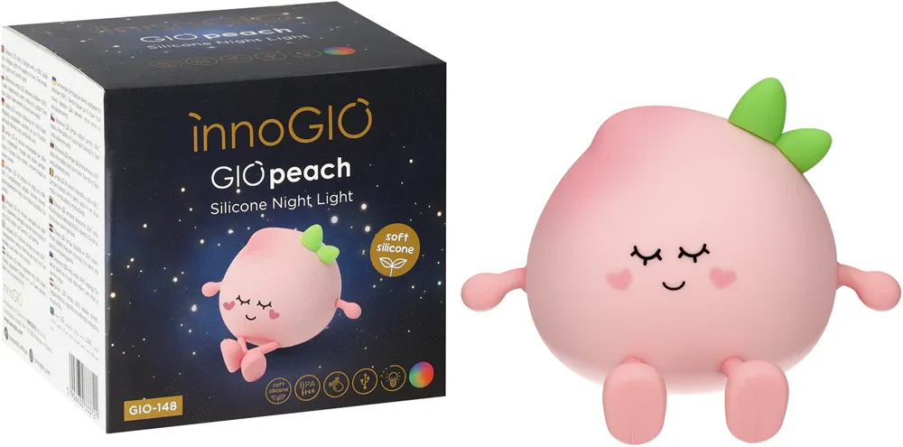 Ночник детский innoGIO GIOpeach силиконовый, с пультом и сенсорным управлением, 1 шт