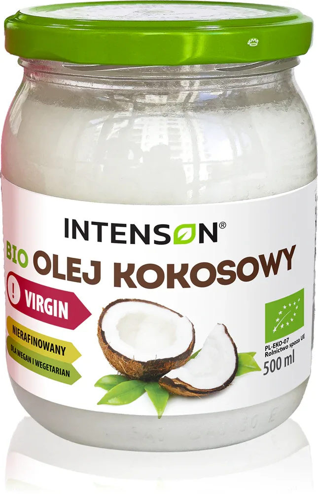 Кокосовое масло Intenson Olej kokosowy Virgin нерафинированное, для здорового питания, 500 мл