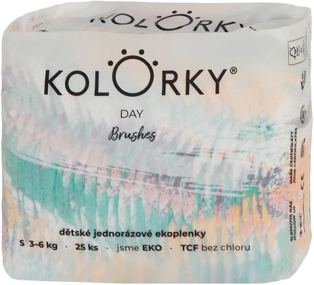 Подгузники детские одноразовые Kolorky Day Brushes эко, дышащие, 25 шт