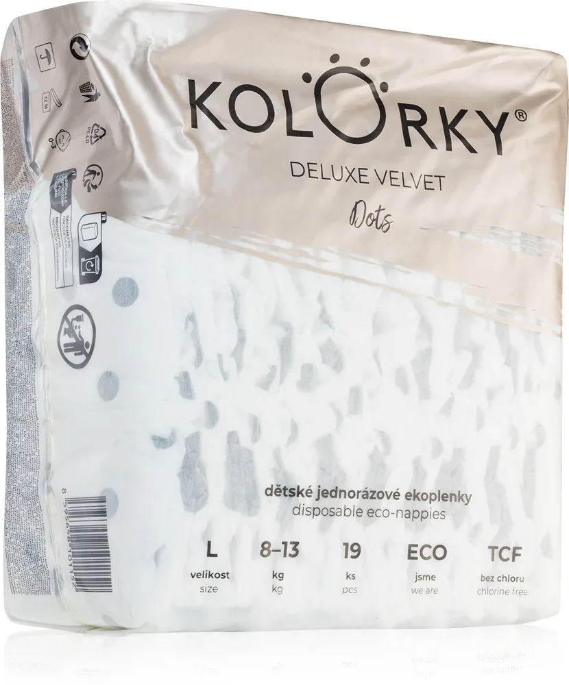Подгузники детские Kolorky Deluxe Velvet Dots эко, с индикатором влаги, 19 шт