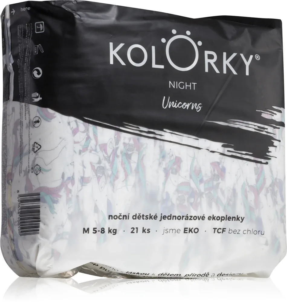 Подгузники детские Kolorky Night Unicorn эко, ночные, с индикатором влажности, 21 шт