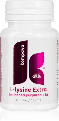 Биологически активная добавка Kompava L-Lysine Extra L-лизин с витамином B6, 60 капсул