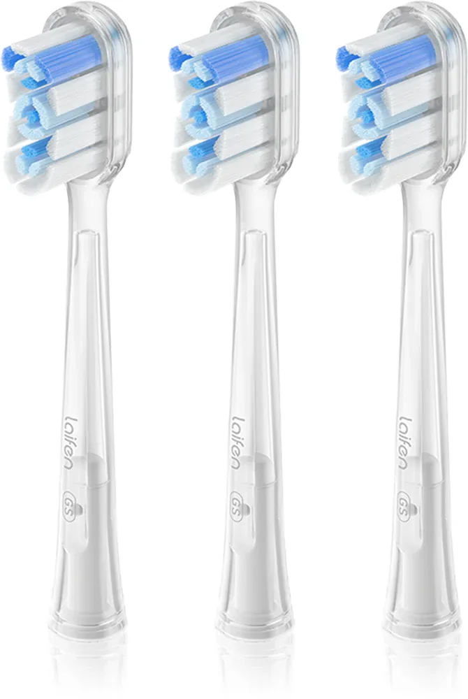 Головки сменные для зубной щётки Laifen Super-Clean Transparent 2.0 со щетиной средней мягкости, 3 шт