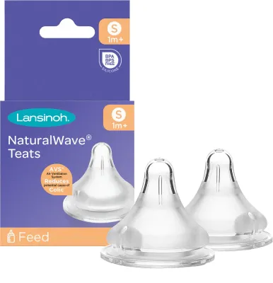 Соски для детских бутылочек Lansinoh NaturalWave силиконовые, медленный поток, 2 шт