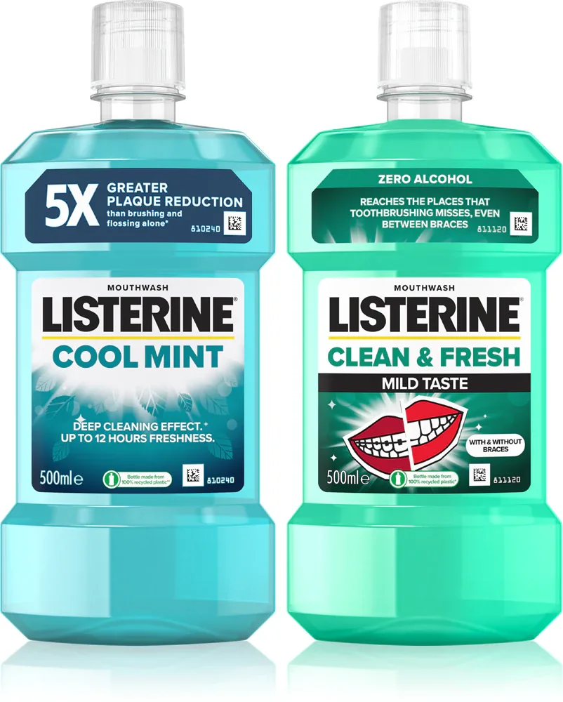 Набор ополаскивателей для полости рта Listerine Duopack Cool Mint и Clean Fresh, 2 x 500 мл