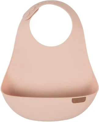 Нагрудник для малышей LOVI Bib силиконовый, с карманом, 1 шт Nude