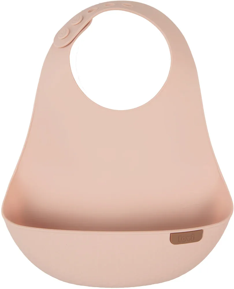 Нагрудник для малышей LOVI Bib силиконовый, с карманом, 1 шт Nude