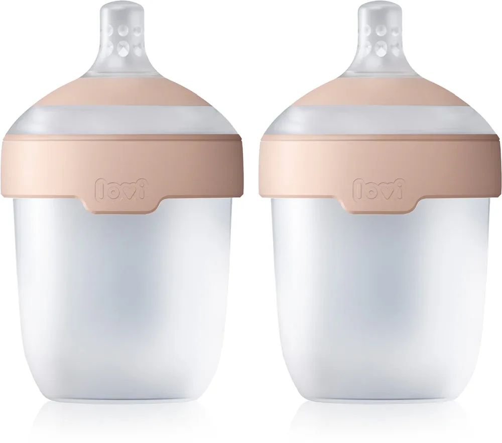 Бутылочка для кормления LOVI Mammafeel Bottle 150 мл силиконовая, с динамичной соской, 2 x 150 мл 0 m+