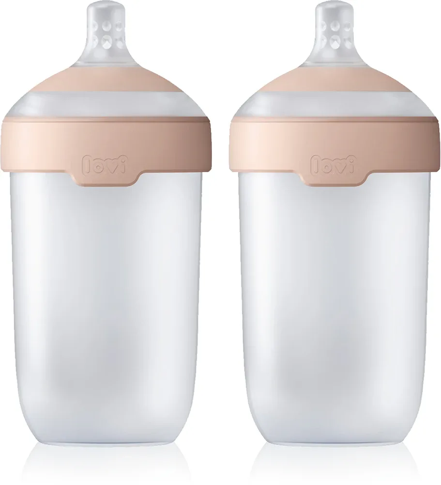 Бутылочка для кормления LOVI Mammafeel Bottle 250 мл силиконовая, с динамичной соской, 2 x 250 мл 3 m+