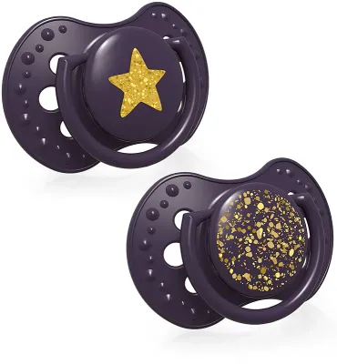 Пустышка силиконовая LOVI Stardust Violet из мягкого материала, 2 шт 0-3 m