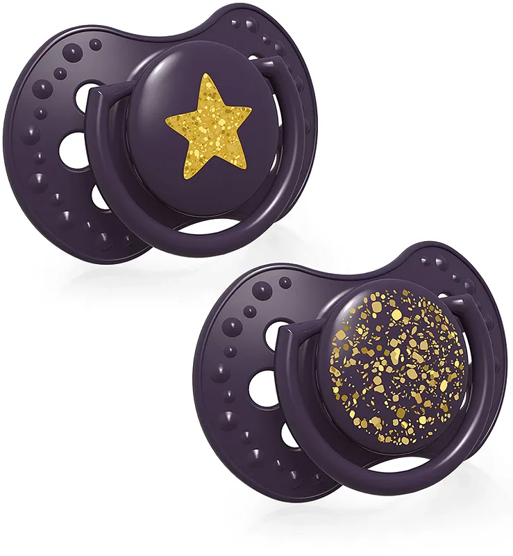 Пустышка силиконовая LOVI Stardust Violet из мягкого материала, 2 шт 0-3 m