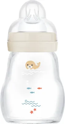 Бутылочка для малышей MAM Feel Good Glass Baby Bottle стеклянная, с широким горлышком