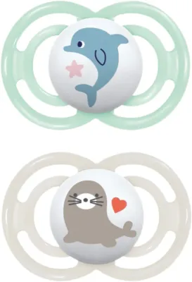 Пустышка MAM Perfect 6+ months силиконовая, ортодонтической формы, 2 шт Mint/ Grey