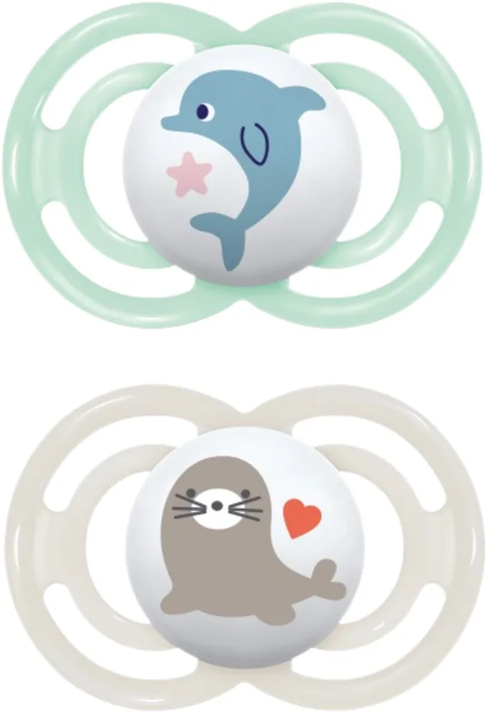Пустышка MAM Perfect 6+ months силиконовая, ортодонтической формы, 2 шт Mint/ Grey
