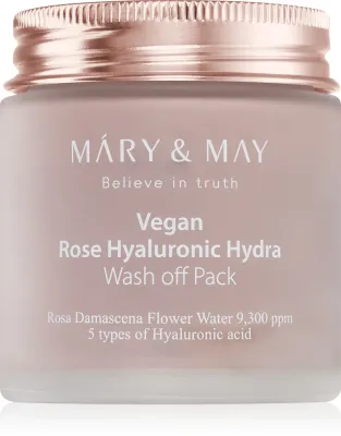 Mary&May Rose Hyaluronic Hydra Wash off Pack - Глиняная маска для лица Mary May Rose Hyaluronic Hydra Wash off Pack с розовой водой и Ceramide NP, 125 г, 125 г