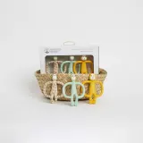 Набор прорезывателей Matchstick Monkey Animal Teether Gift Set с зубной щёткой, средней жёсткости, 3 шт Giraffe Gigi, Lion Luda, Monkey Mint — фото 2