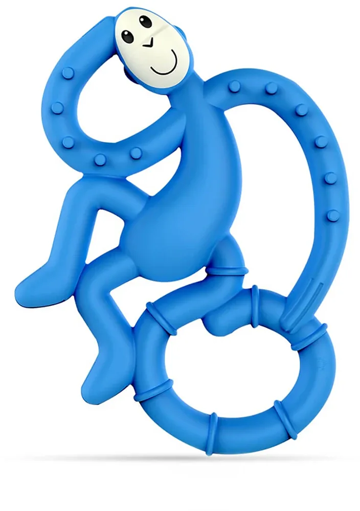 Прорезыватель Matchstick Monkey Mini Monkey Teether мини, синий, с антибактериальной защитой, 1 шт