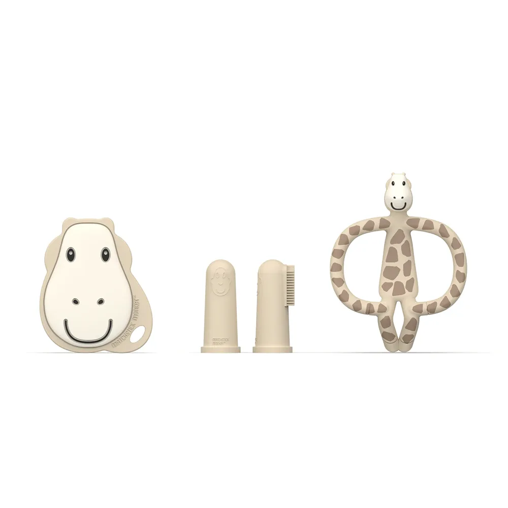 Набор для новорождённого Matchstick Monkey Starter Set Giraffe щётка, прорезыватель-жираф и напальчник, 1 шт