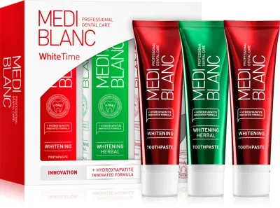 Набор зубных паст MEDIBLANC Dental Care White Time Set отбеливающих, с гидроксиапатитом, 3× 100 мл