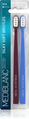 Зубная щётка MEDIBLANC Silk мягкая, более 10 000 волокон, со скребком для языка, 2 шт
