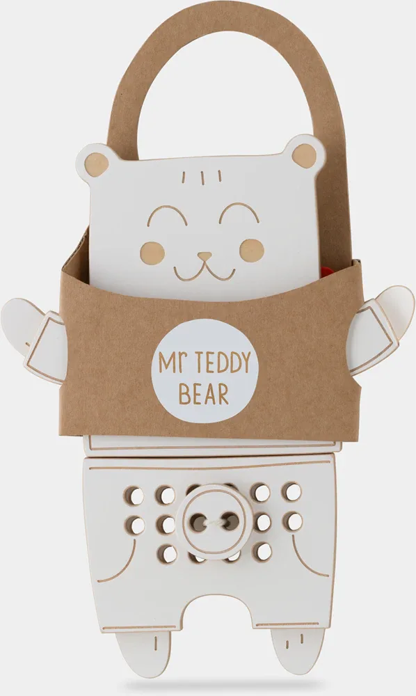 Деревянная шнуровка Milin Wooden Lacing Toy Mr. Teddy развивающая, складная, 1 шт 22 cm x 17 cm x 0,7 cm