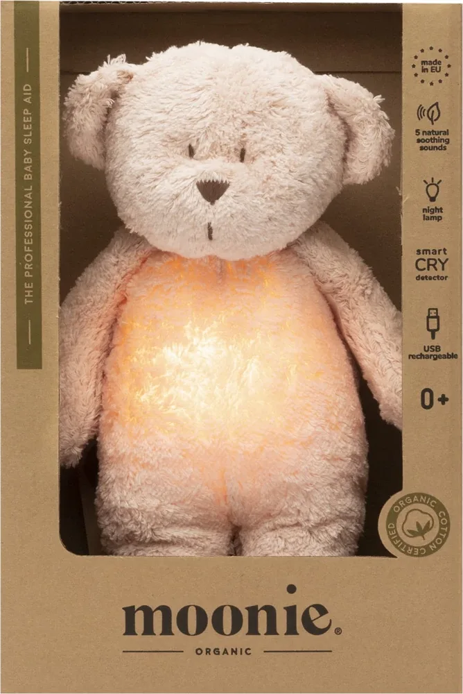 Игрушка-ночник Moonie Bear 2.0 Organic Rose мишка, со звуками и подсветкой, USB, 1 шт