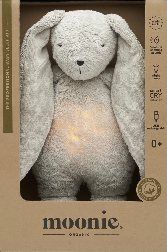 Игрушка-ночник Moonie The Humming Friend 2.0 Organic Grey со звуками, для новорождённых, USB, 1 шт
