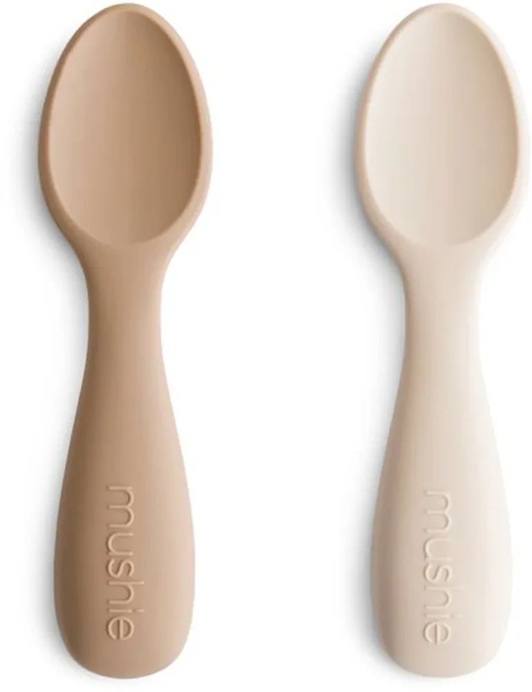 Ложки детские Mushie Toddler Starter Spoons силиконовые, бежевые, 2 шт Natural/ Shifting Sand 12m+