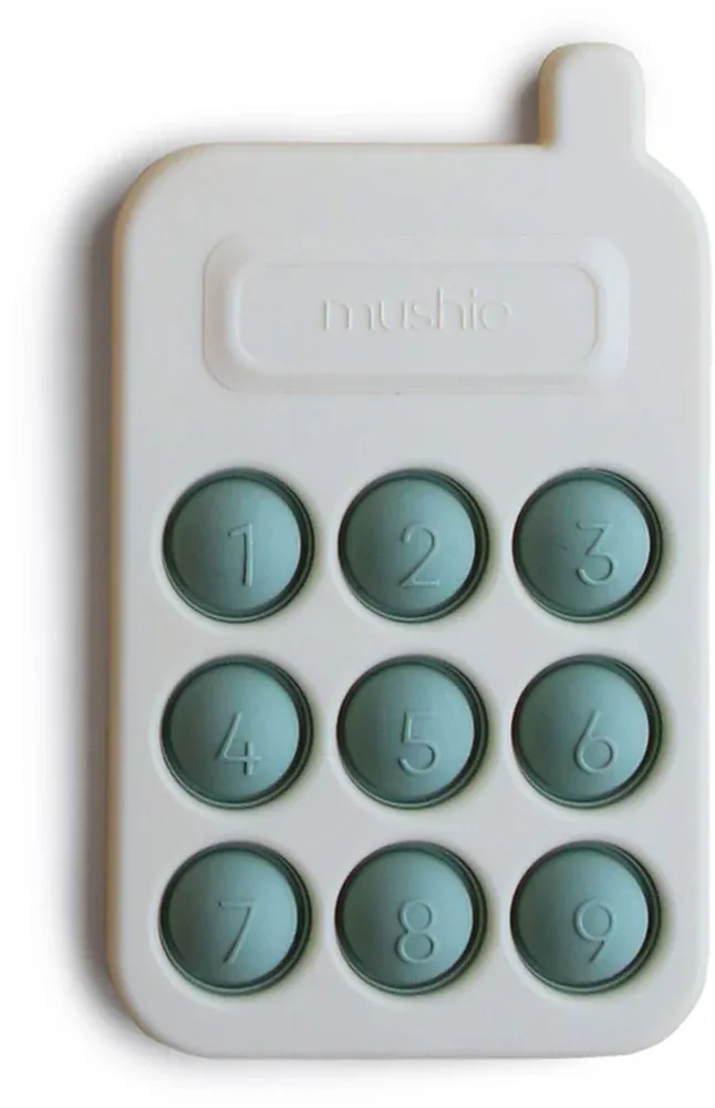 Игрушка сенсорная Mushie Pop-It Phone силиконовая, серо-зелёная, 1 шт Cambridge Blue 10m+