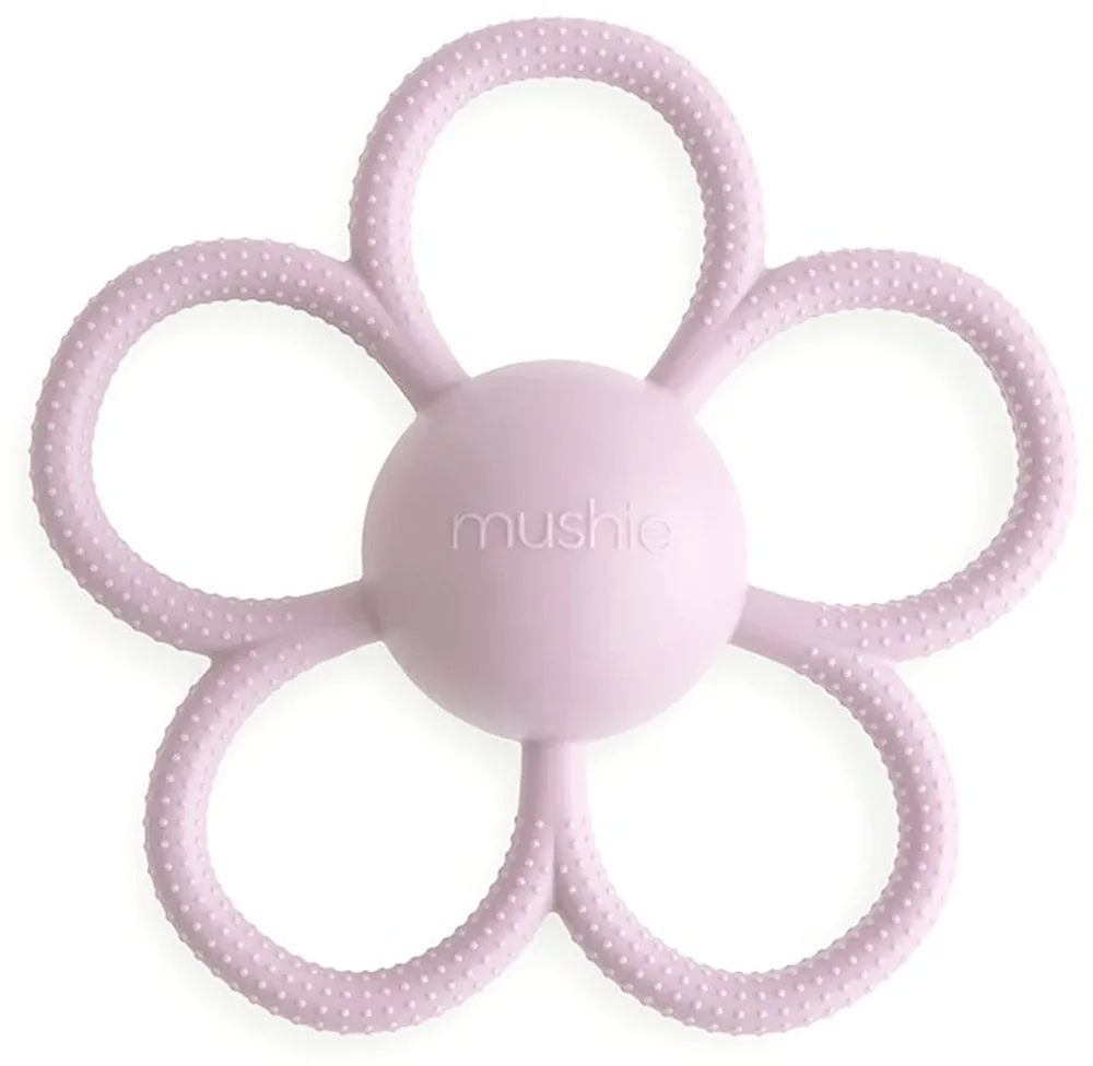Прорезыватель-погремушка Mushie Rattle Teether Toy силиконовый, розовый, 1 шт Soft Lilac
