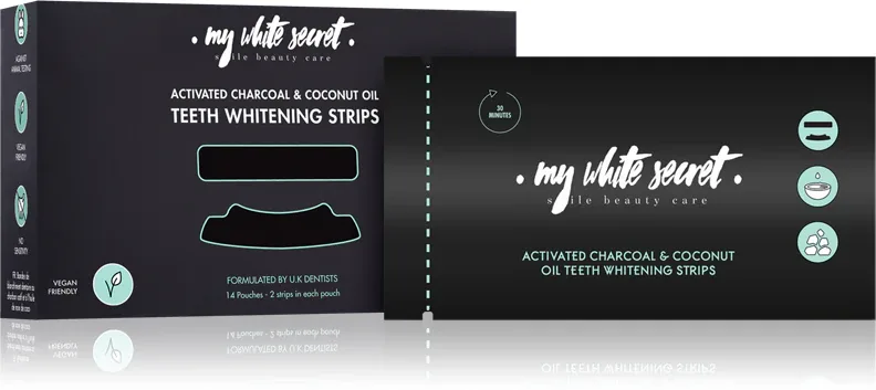 Полоски для отбеливания зубов My White Secret Charcoal and Coconut Oil с кокосовым маслом и углём, 14 шт