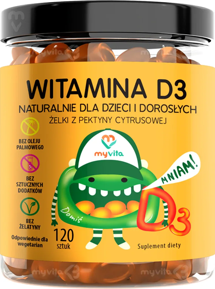 Жевательные пастилки MyVita Naturalne Zelki Witamina D3 для детей и взрослых, 120 шт