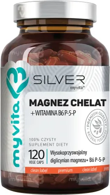 Капсулы MyVita Silver Magnez Chelat + B6 P-5-P хелат магния с витамином B6, 120 капсул