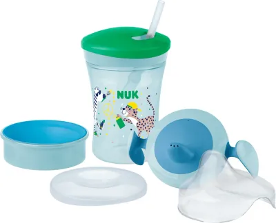 Набор NUK Learn to Drink Set для обучения питью, кружка и три сменные насадки, 230 мл