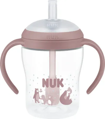 Бутылочка NUK Perfect Match Bear для кормления, силиконовая, розовая