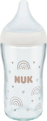 Бутылочка NUK Perfect Match Glass Bottle стеклянная для кормления, силиконовая соска, 230 мл 3m+